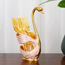 Laden Sie das Bild in den Galerie-Viewer, Zuhause Dekoration Schwan Dessertlöffel/Gabel Geschirr Set