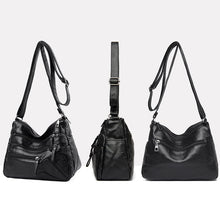 Laden Sie das Bild in den Galerie-Viewer, Tasche aus weichem Leder mit mehreren Reißverschlüssen