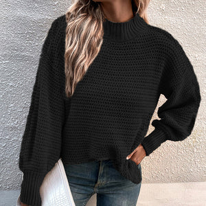 Geschlitzter Pullover mit Puffärmeln