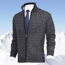 Laden Sie das Bild in den Galerie-Viewer, Herrenmode einfarbig Stehkragen Strickjacke