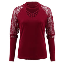 Laden Sie das Bild in den Galerie-Viewer, Einfarbiges modisches Langarm-T-Shirt mit V-Ausschnitt für Damen