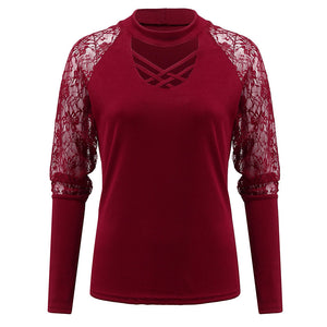 Einfarbiges modisches Langarm-T-Shirt mit V-Ausschnitt für Damen
