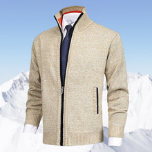 Laden Sie das Bild in den Galerie-Viewer, Herrenmode einfarbig Stehkragen Strickjacke