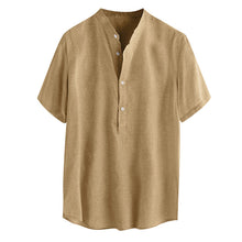 Laden Sie das Bild in den Galerie-Viewer, Vielseitiges kurzärmliges Herrenhemd aus Baumwolle und Leinen