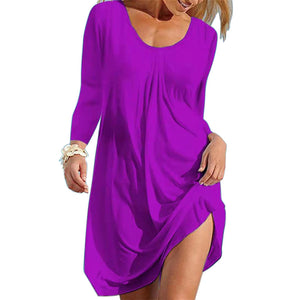 Einfarbiges/bedrucktes Faltenkleid