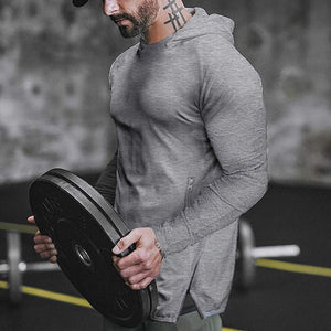 Einfarbiges Langärmeliges T-Shirt mit Kapuze