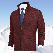 Laden Sie das Bild in den Galerie-Viewer, Herrenmode einfarbig Stehkragen Strickjacke