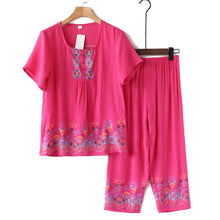 Laden Sie das Bild in den Galerie-Viewer, Zweiteiliger Sommer Baumwoll-Flachs-Freizeitanzug
