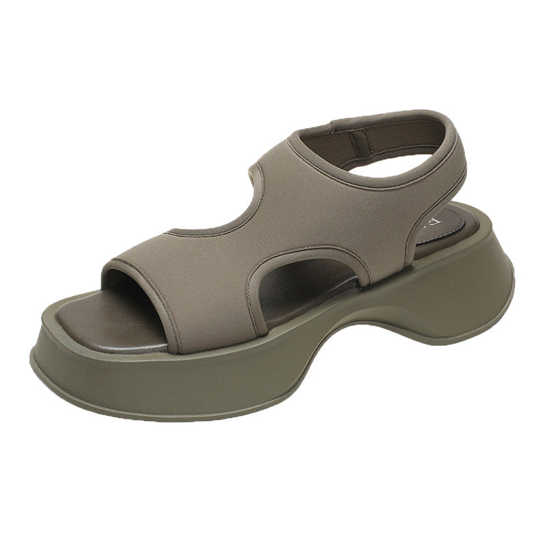 Neue Einfarbige Sommersandalen Mit Dicker Sohle