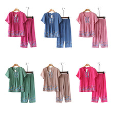 Laden Sie das Bild in den Galerie-Viewer, Zweiteiliger Sommer Baumwoll-Flachs-Freizeitanzug