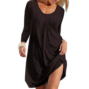 Einfarbiges/bedrucktes Faltenkleid