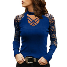 Laden Sie das Bild in den Galerie-Viewer, Einfarbiges modisches Langarm-T-Shirt mit V-Ausschnitt für Damen