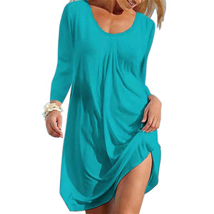Einfarbiges/bedrucktes Faltenkleid