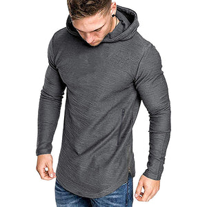Einfarbiges Langärmeliges T-Shirt mit Kapuze