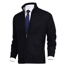 Laden Sie das Bild in den Galerie-Viewer, Herrenmode einfarbig Stehkragen Strickjacke