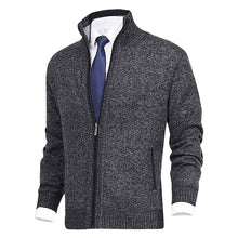 Laden Sie das Bild in den Galerie-Viewer, Herrenmode einfarbig Stehkragen Strickjacke