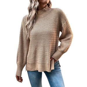 Geschlitzter Pullover mit Puffärmeln