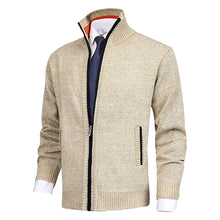 Laden Sie das Bild in den Galerie-Viewer, Herrenmode einfarbig Stehkragen Strickjacke