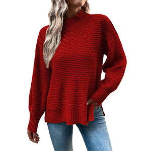 Geschlitzter Pullover mit Puffärmeln