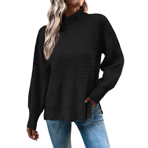 Geschlitzter Pullover mit Puffärmeln