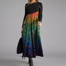 Laden Sie das Bild in den Galerie-Viewer, Schmal Geschnittenes Bedrucktes Langärmliges Kleid
