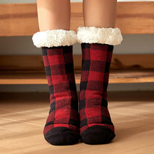 Laden Sie das Bild in den Galerie-Viewer, Damen Karierte Samtschlafsocken für Herbst und Winter