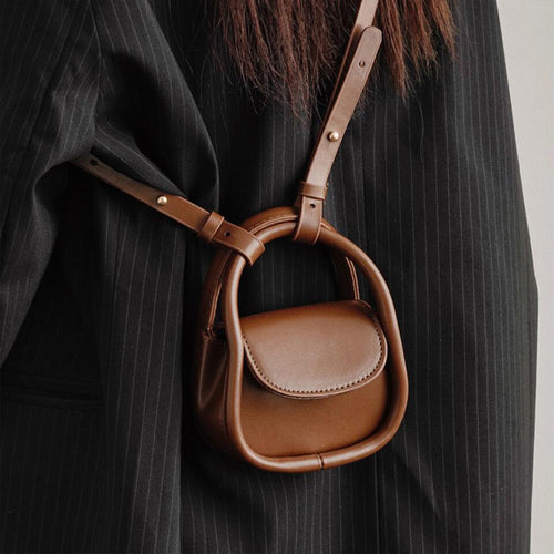 Mini-Kopfhörertasche aus einfarbigem Leder