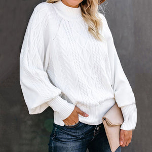 Lockerer Einfarbiger Langärmliger Strickpullover