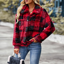 Laden Sie das Bild in den Galerie-Viewer, Karierter dicker Fleece-Mantel