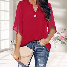 Laden Sie das Bild in den Galerie-Viewer, Einfarbige Elegante Sommerbluse Aus Chiffon