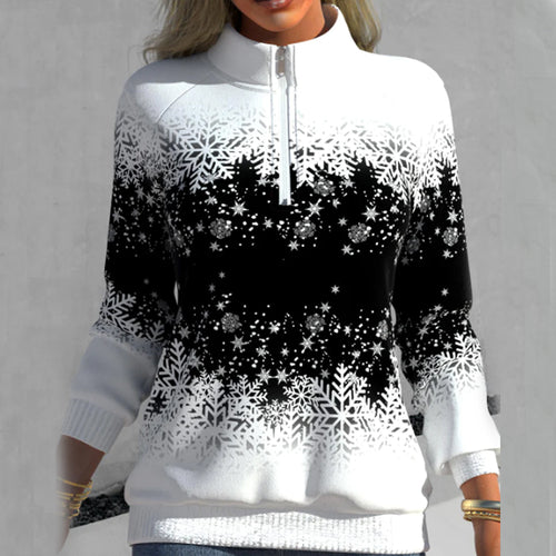 Hoodie mit Schneeflockenprint und Reißverschluss