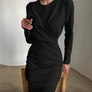 Französisches Retro-Taillen-Schlankheits-Hüftkleid in Wickeloptik