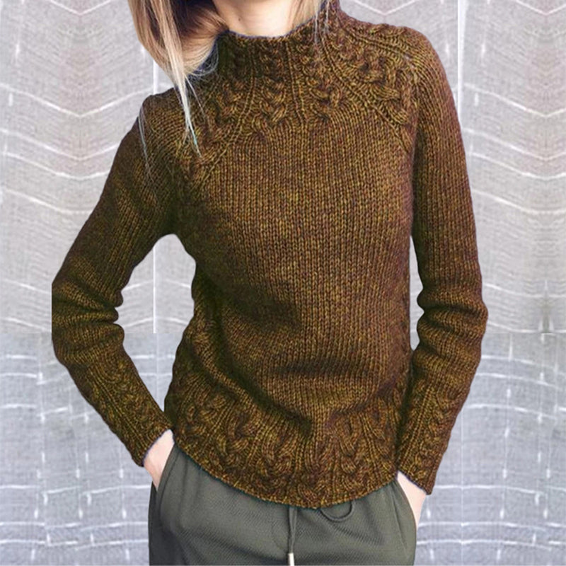 Damen Einfarbiger, strukturierter Pullover