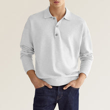 Laden Sie das Bild in den Galerie-Viewer, Lässiges Herren-Poloshirt mit V-Ausschnitt und langen Ärmeln