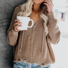 Laden Sie das Bild in den Galerie-Viewer, Damen-Strickjacke mit Kapuze