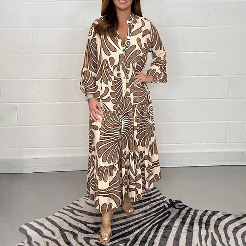 Bedrucktes Maxikleid mit Knöpfen