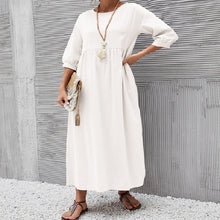 Laden Sie das Bild in den Galerie-Viewer, Einfarbiges Modisches Lockeres Kleid mit Laternenärmeln