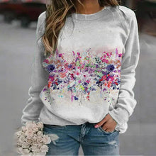 Laden Sie das Bild in den Galerie-Viewer, Rundhals-Sweatshirt mit Blumenmuster