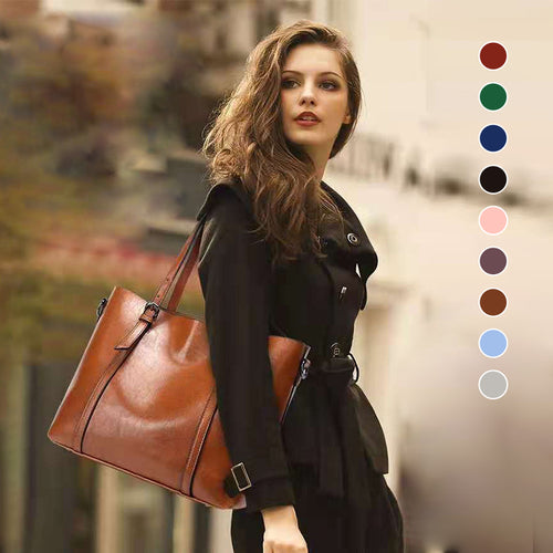 Damen Ölwachs Leder Einfache Tasche