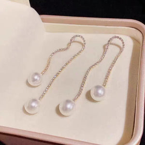 Elegante Diamant-Quastenperlenohrringe