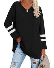 Laden Sie das Bild in den Galerie-Viewer, Gestreiftes Kontrast-Langarm-T-Shirt