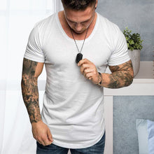 Laden Sie das Bild in den Galerie-Viewer, Einfarbiges Lässiges Kurzärmeliges T-Shirt für Herren
