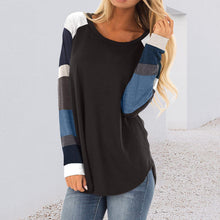 Laden Sie das Bild in den Galerie-Viewer, Langärmliges T-Shirt mit Rundhalsausschnitt in Kontrastfarbe