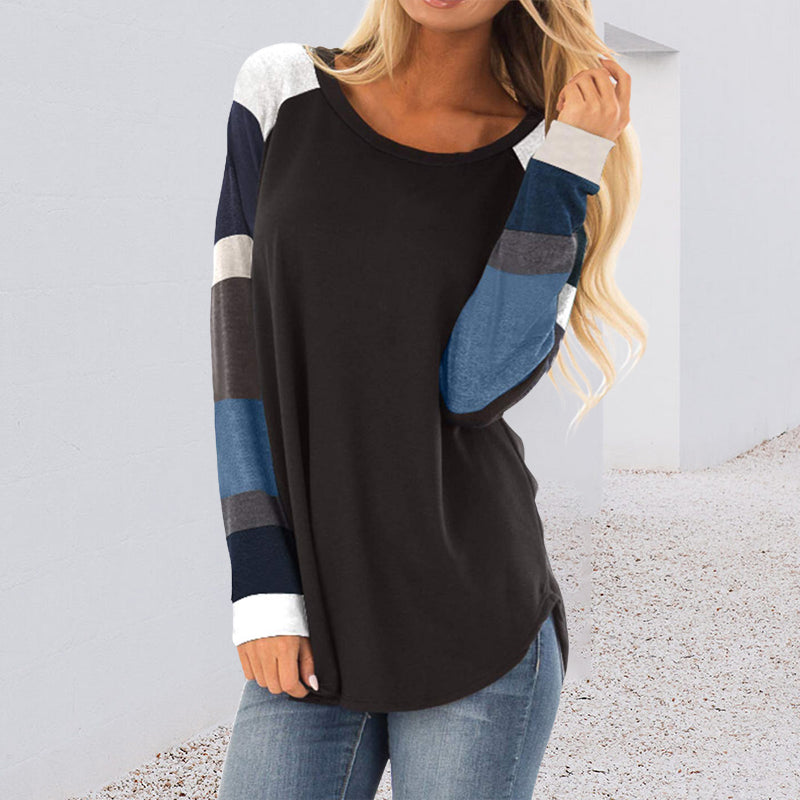 Langärmliges T-Shirt mit Rundhalsausschnitt in Kontrastfarbe