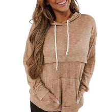 Laden Sie das Bild in den Galerie-Viewer, Einfarbiger Langärmeliger Kapuzenpullover mit Kordelzug