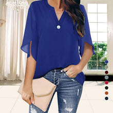 Laden Sie das Bild in den Galerie-Viewer, Einfarbige Elegante Sommerbluse Aus Chiffon