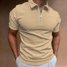 Laden Sie das Bild in den Galerie-Viewer, Gestreiftes Polo-T-Shirt mit Reißverschluss