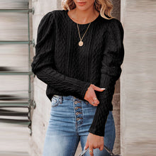 Laden Sie das Bild in den Galerie-Viewer, Einfarbiger Jacquard-Strickpullover mit Rundhalsausschnitt