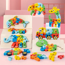 Laden Sie das Bild in den Galerie-Viewer, Pädagogisches 3D-Holzpuzzle für Kinder