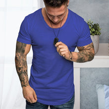 Laden Sie das Bild in den Galerie-Viewer, Einfarbiges Lässiges Kurzärmeliges T-Shirt für Herren